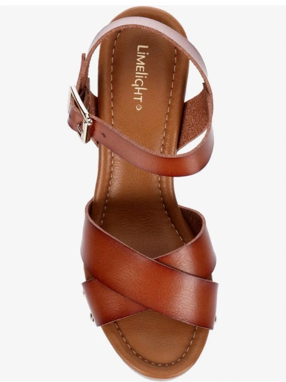 Brown Platform Leather Sandals with Ankle Strap